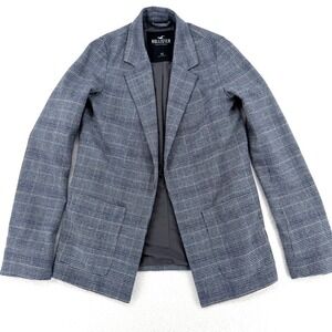 Hollister Gray Plaid Open Front Blazer XS Career Chic